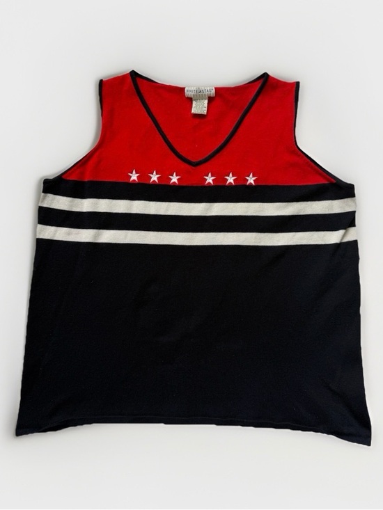 White Stag Tops - Vtg White Stag Patriotic Sweater Vest XL Knit Tank Top Americana Stars July 4
